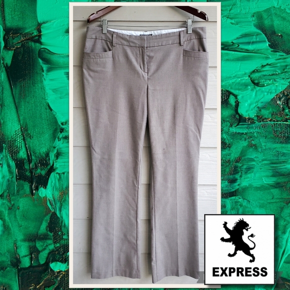 EXPRESS Khaki Beige Columnist Business Casual Professional Office Trousers Pants - Picture 1 of 15